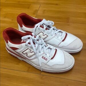 New Balance White and Red Athletic Shoes Classic Design